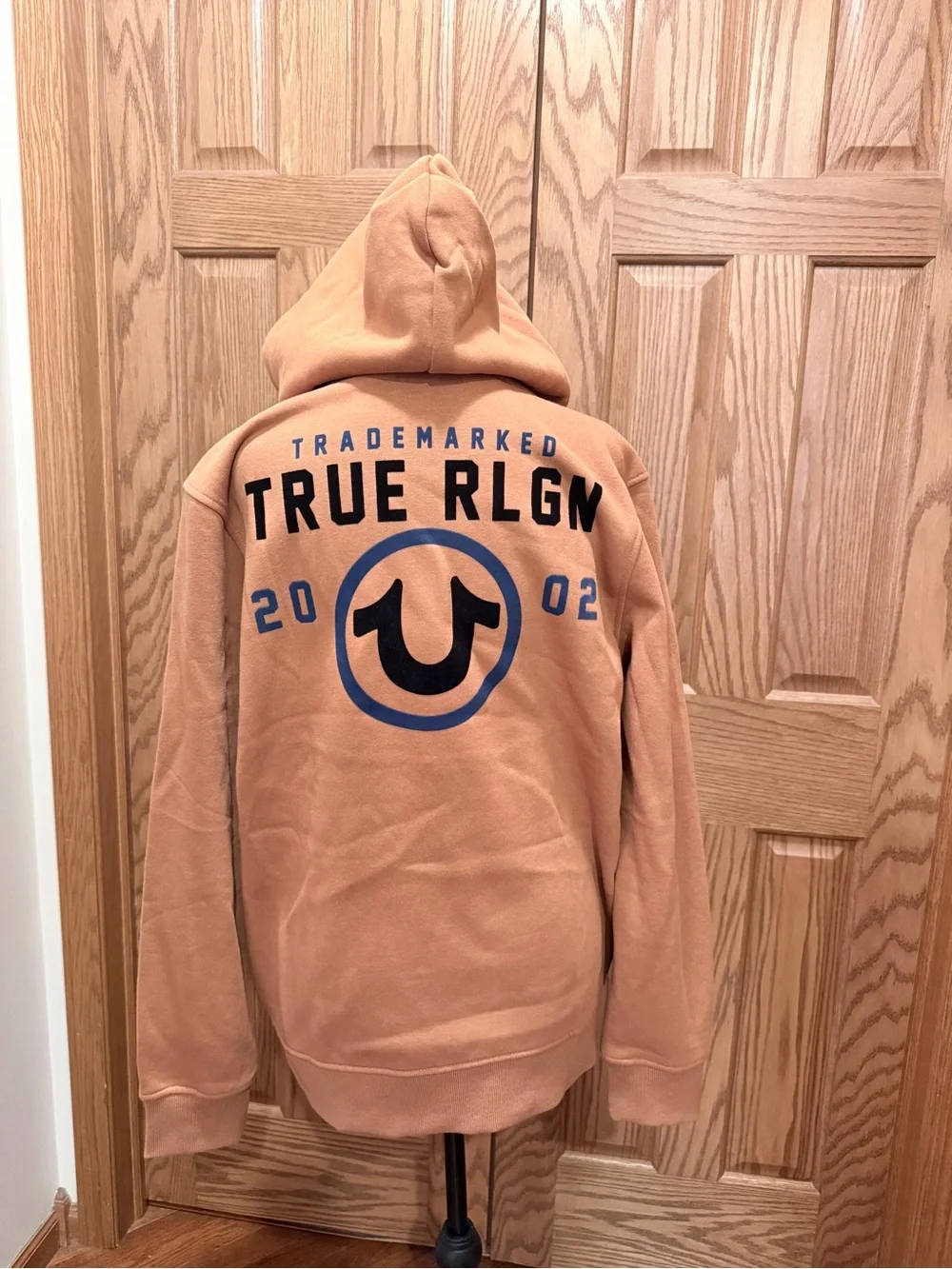 True Religion Men's Camel Zip Front Hoodie with Logo